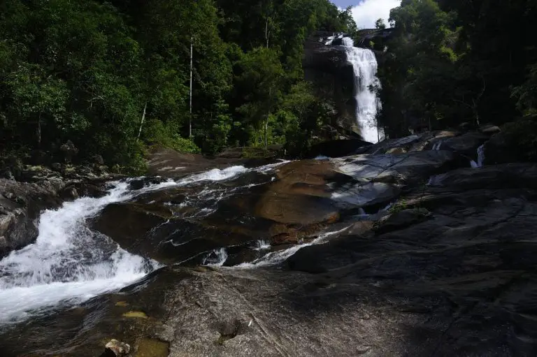 At the foot of Telaga Tujuh Waterfall