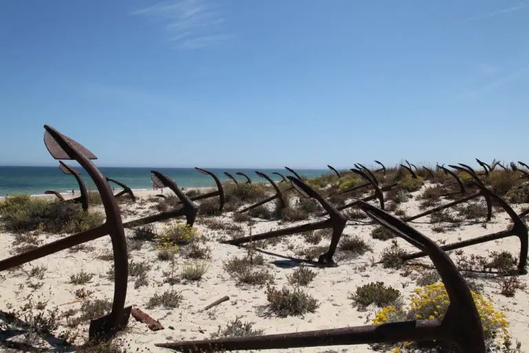 Anchors cemetery at the end of the beach