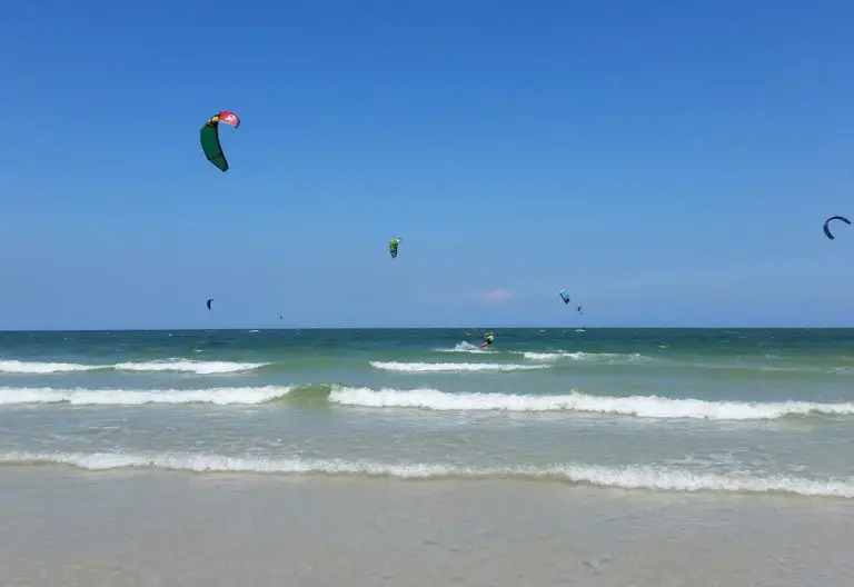 Kite surfing on the beach of Juaina