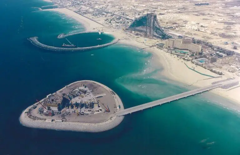 Creation of an island under the Burj Al Arab Hotel