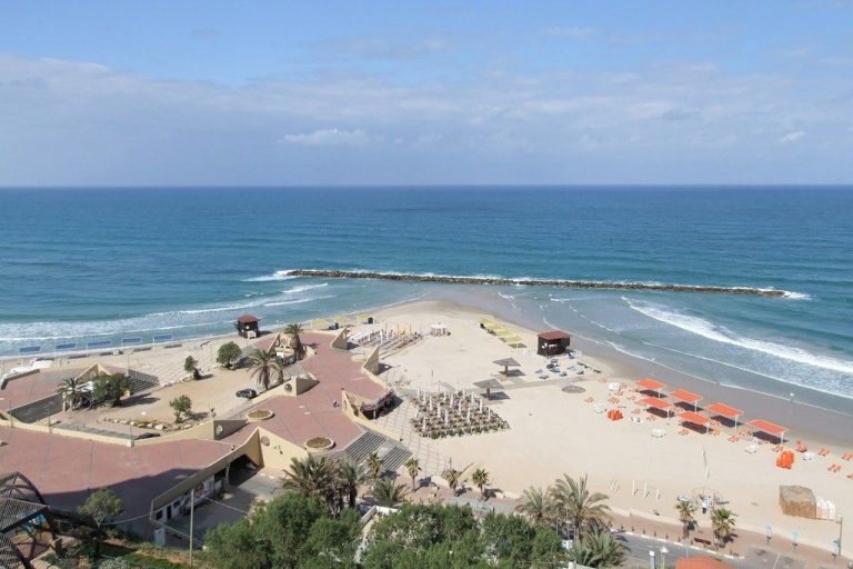 Herzl Beach in Netanya city in Israel