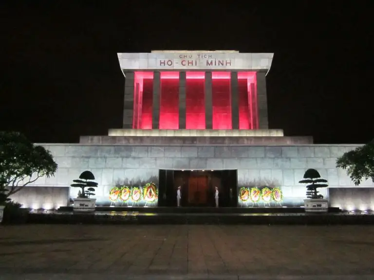 Ho Chi Minh Mausoleum in night illumination