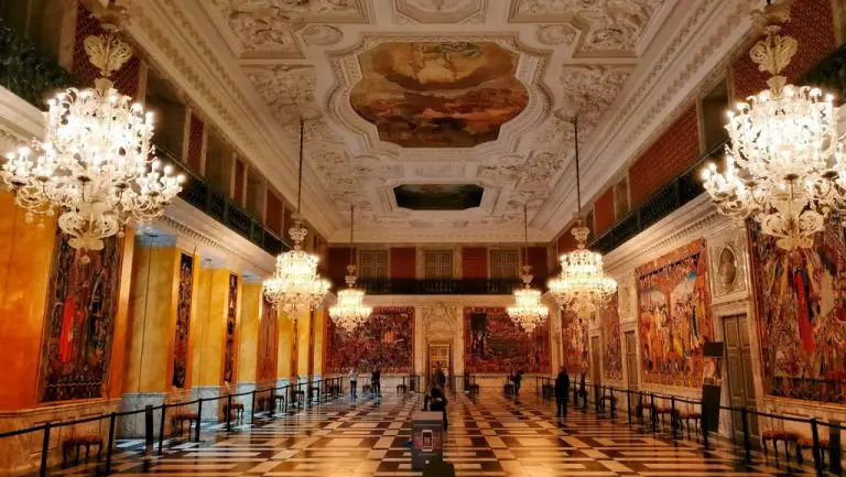 Ballroom with wall-mounted carpets