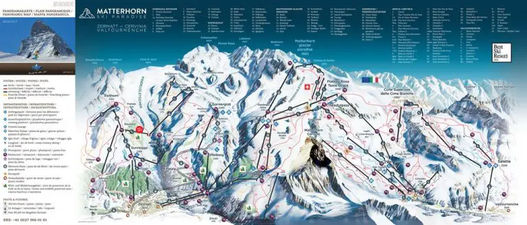 Route map of the resort of Zermatt, Switzerland
