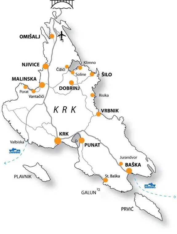 Map of Krk Island