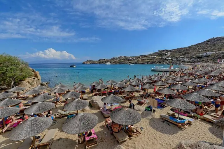 Plja Super Paradise Beach on Mykonos Island