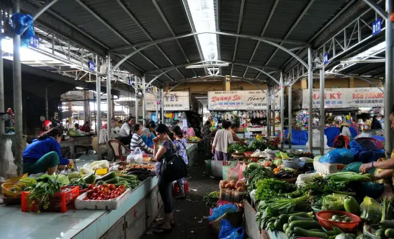 Vegetable rows in the market Ksom Moy, Nha Trang