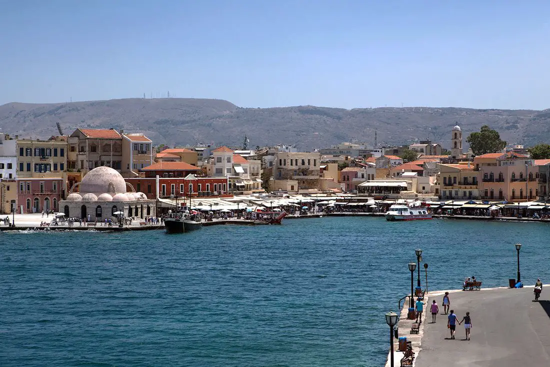 Old Venetian Harbor and the waterfront of the city of Chania