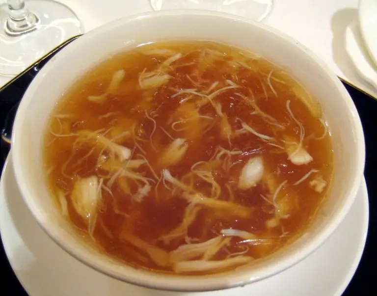 Shark fin soup in a restaurant