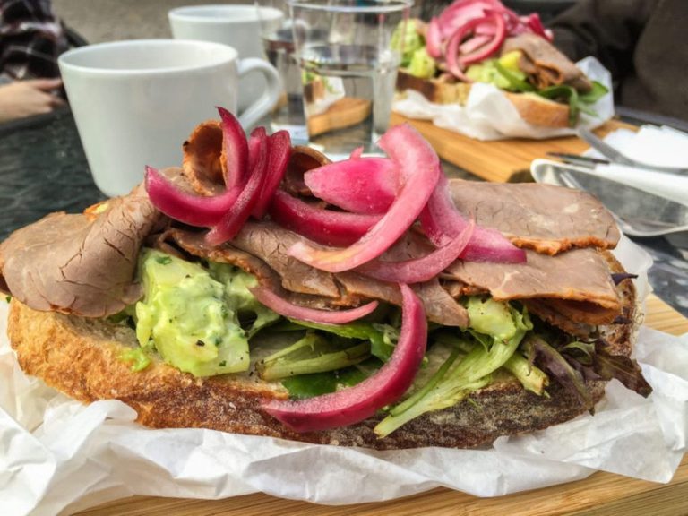 Danish sandwich in a cafe