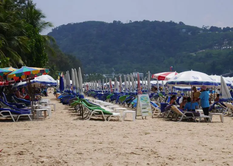 Sun loungers and umbrellas on Patong beach