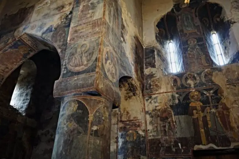 Frescoes on the walls in the Church of the Archangels