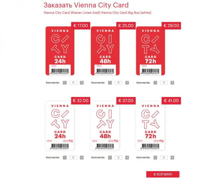 Vienna city card in the online store