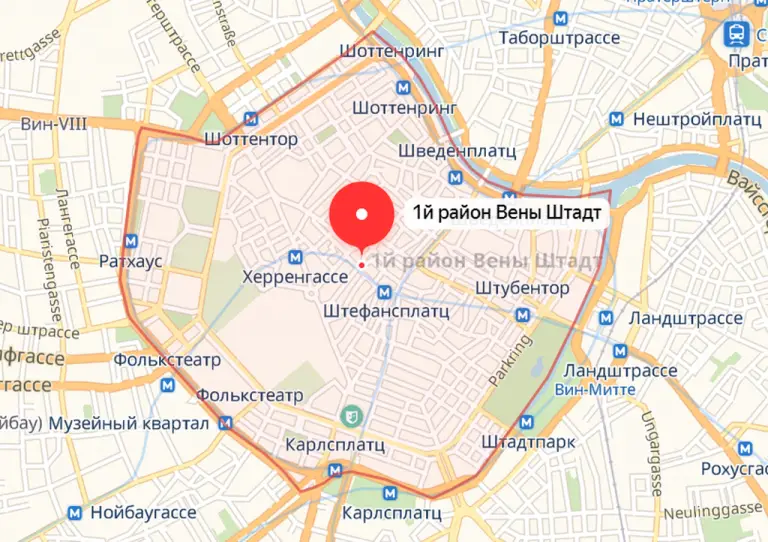Map of the historic center of Vienna
