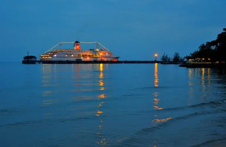 View of the evening port