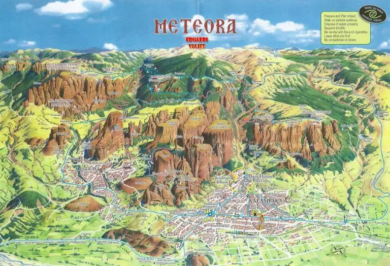 Map of Meteora.  Greece