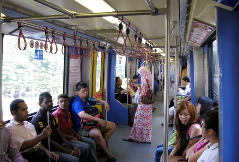 Inside a city subway car
