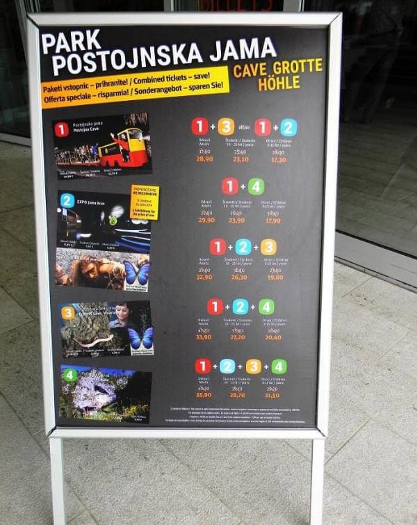 Advertising stand of the cave complex "Postojna Yama"