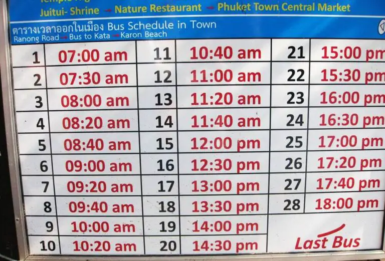 Bus schedule to Kata