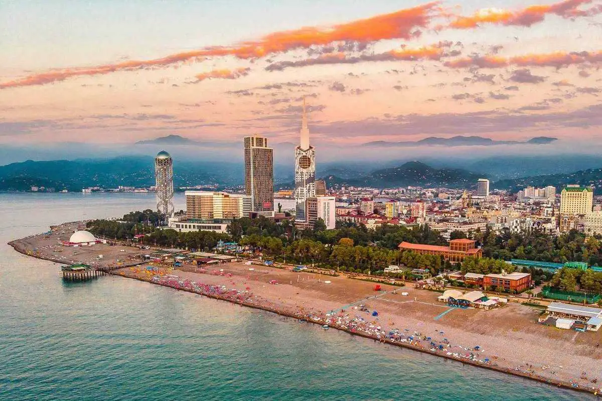 The beach line of the central part of Batumi 