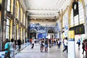 great hall in sao bento train station in Porto